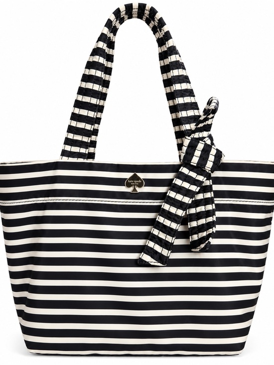 kate spade Handbags - kate spade Black and White Striped Tote with Bow Accent